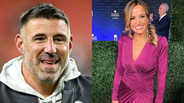When Dianna Russini says “kiss her” Mike Vrabel goes “I’m paying very close attention here”