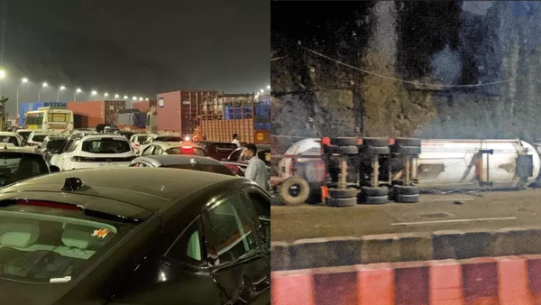 7 hours & counting: Mumbai-Pune eway traffic stalls after gas tanker overturns near Adoshi tunnel; thousands stranded