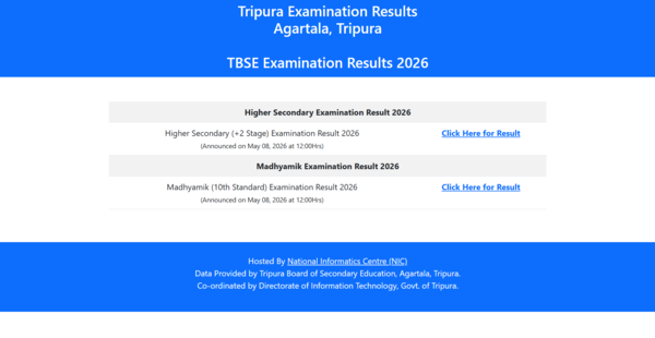 TBSE Tripura Board Madhyamik, HS result 2026 released: Direct link to download Class 10, 12 scorecards here