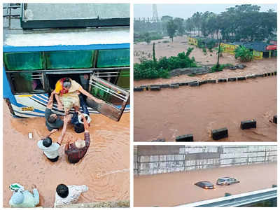 Road-dripping in Bengaluru: Rain havoc: Expressway turns into waterway