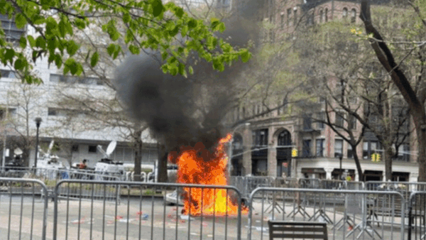Person engulfed in flames outside NY courthouse where Trump trial under way