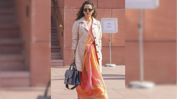 The multi-colour saree with an iconic trench coat