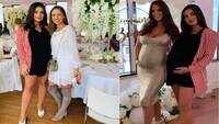 Amy Jackson shows off her baby bump in a black dress at friend's baby shower in London 