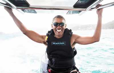 Barack Obama goes kite surfing in the Caribbean Islands!