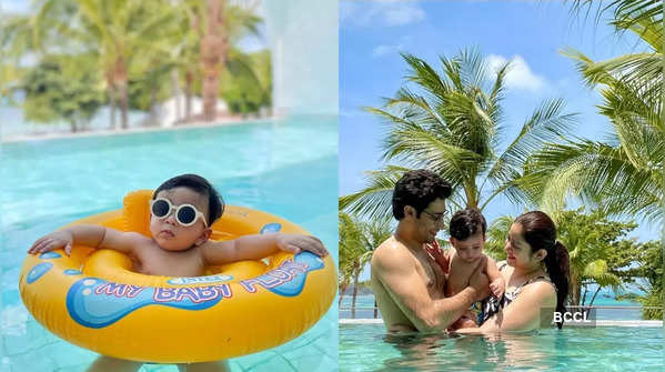 Dheer is a water-baby on his first beach vacation; See photos