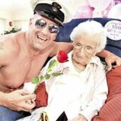 Woman gets male stripper for her 100th birthday party