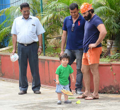 It’s badminton time for Saif Ali Khan and Taimur Ali Khan