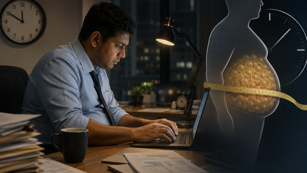 Working long hours could be expanding waistlines and increasing obesity risk, research suggests