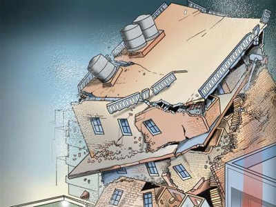 Part of 20-storey buildings collapses, 3children injured