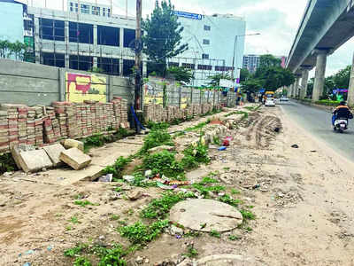 Waterlogged, flooded roads at Judicial Layout