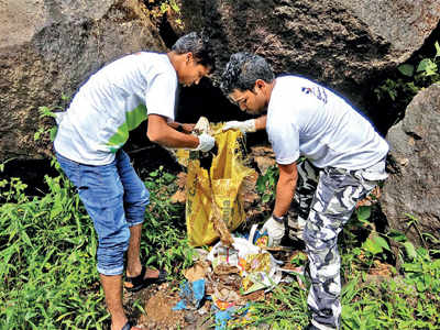NGO cleans 600 kg trash from Neral waterfall