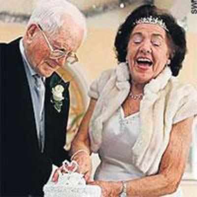 It was love at first sight for Britain's oldest newly-weds