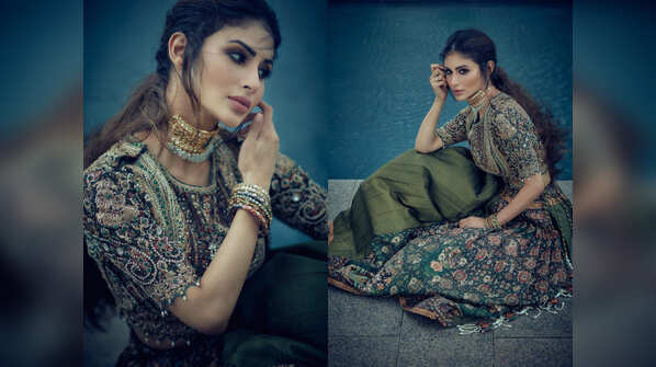 Mouni Roy's mehendi green lehenga