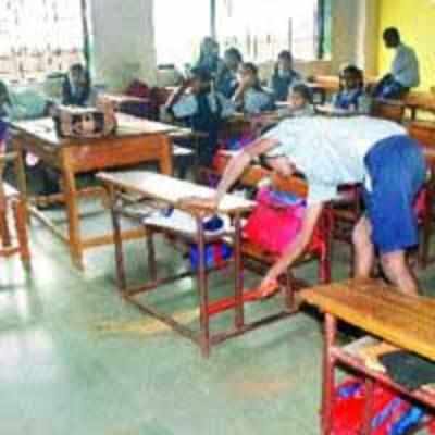 Municipal school students sweep classrooms as sweepers disappear
