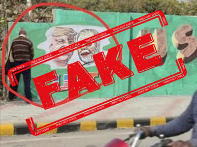 Fake News Alert: AAP worker shares fake photo of man urinating on Narendra Modi-Donald Trump graffiti