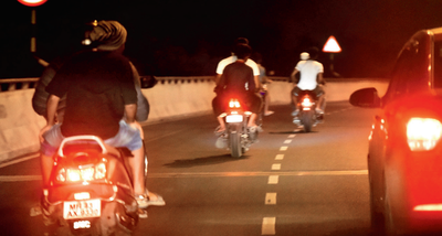 Freeway turns racetrack for bikers