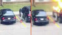 On cam: Woman sets car on fire, nearly gets burnt herself 