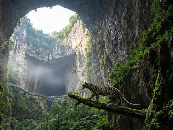 This giant 'heavenly pit' in China holds a hidden ecosystem below ground that has its own climate and wildlife