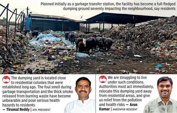 Residents of Ameenpur area in Hyderabad hold their nose as stench from dumpyard turns ‘unbearable’