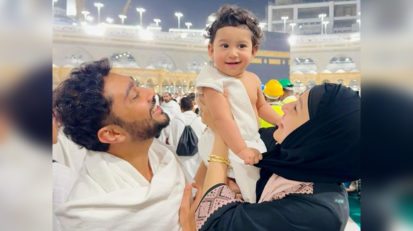 ​Gauahar Khan breaks down in tears as they reach Madina for their first Umrah with baby boy Zehaan, says 'I am here with my child and husband, all thanks to Allah for accepting my prayers'