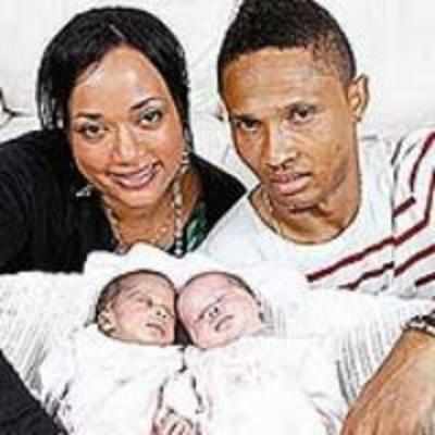 Mixed race couple gets '˜black & white' twins