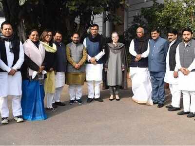 Image result for Maharashtra Congress ministers meet Rahul Gandhi, Sonia Gandhi