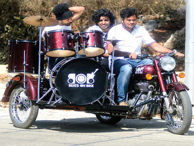 Two Bengaluru brothers have repurposed a motorcycle with a drum kit, an amplifier