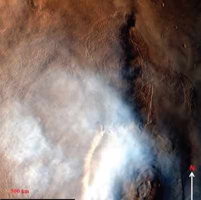 MOM sends back pictures of Martian water ice clouds
