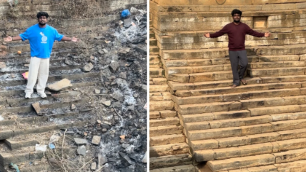 Watch: What happened when 300 people came together to clean an ancient stepwell in Andhra