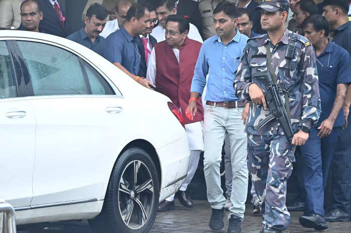 Madhya Pradesh MLA Kamal Nath arrives at the Shubh Aashirwad ceremony