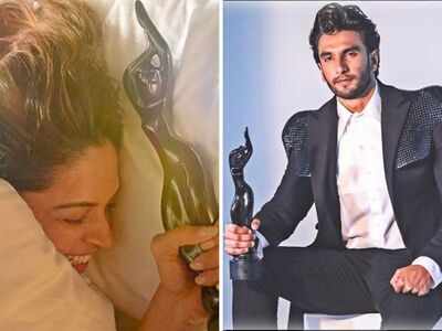 Deepika Padukone’s picture with Ranveer Singh’s Filmfare trophy is all things cute