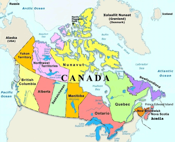 Canada, it's regions, provinces and territories