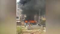 Bus ferrying migrants for screening catches fire in Gujarat's Vadodara 