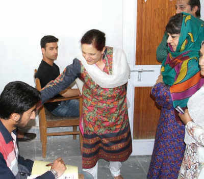 J&K: Mehbooba Mufti visits exam centre