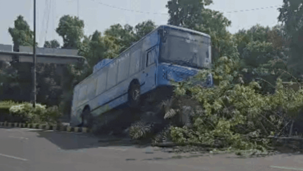 DTC bus brakes fail, crashes into divider near Delhi's Raj Ghat