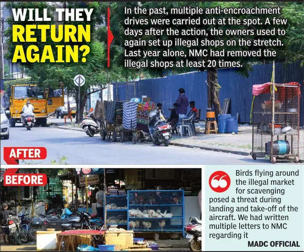 NMC clears illegal mutton shops near airport, cuts bird-hit threat