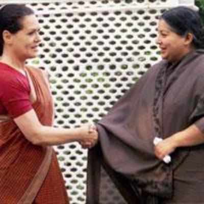 DMK can't stomach Sonia-Jaya tea party