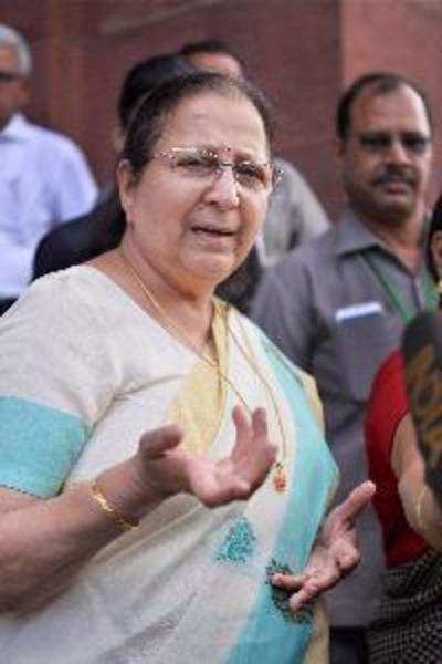 Lok Sabha Speaker Sumitra Mahajan suspends six Congress MPs
