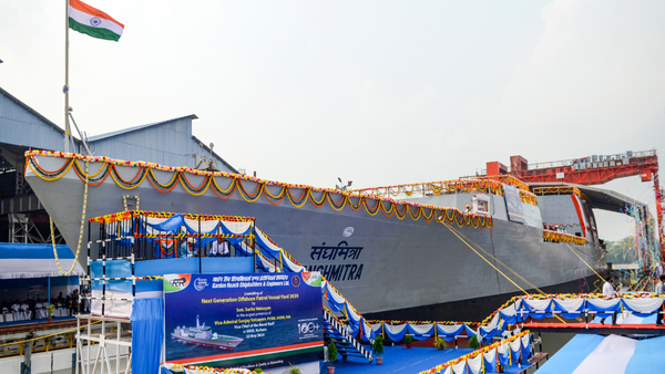 GRSE launches first next-gen offshore patrol vessel for Indian Navy