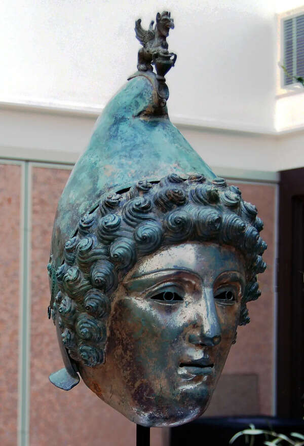 In 2010, a metal detectorist thought he had found scrap metal, but the fragments became a 2,000-year-old Roman parade helmet