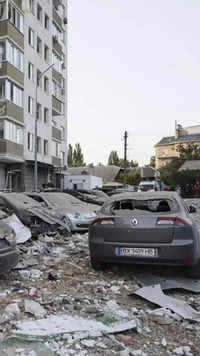 A scene of destruction in <i class="tbold">kyiv</i> after bombardments Tuesday