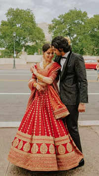 This Pakistani-American bride wore a red Sabyasachi lehenga on her wedding