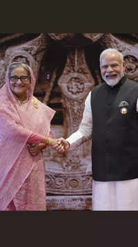 PM welcomed <i class="tbold">bangladesh prime minister</i> Sheikh Hasina