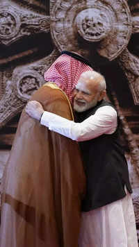 PM welcomed <i class="tbold">crown prince mohammed bin</i> Salman of Saudi Arabia