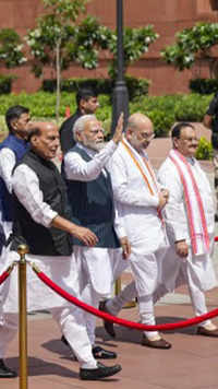 PM Narendra Modi walks to new Parliament building with cabinet colleagues and MPs