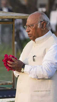 INC President Mallikarjun Kharge paid floral tributes