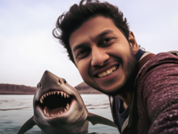 Ritesh <i class="tbold">agrawal</i> is on the selfie mode with Shark
