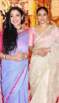​Rupali Ganguly to Sumona Chakravarti; TV divas dazzle in ethnic outfits for <i class="tbold">durga pujo</i>