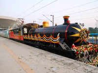 MEMU train with front fashioned like a steam engine​