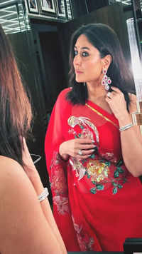 Kareena Kapoor's Diwali look in a red saree is <i class="tbold">craft</i>ed to royal perfection